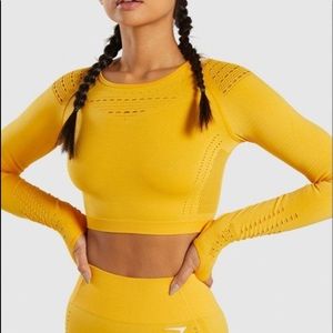 GYMSHARK Yellow Long Sleeve Crop
